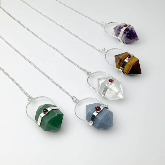 Double Terminated Gemstone Pendulum with Pink Tourmaline - Rocks and Gems Canada