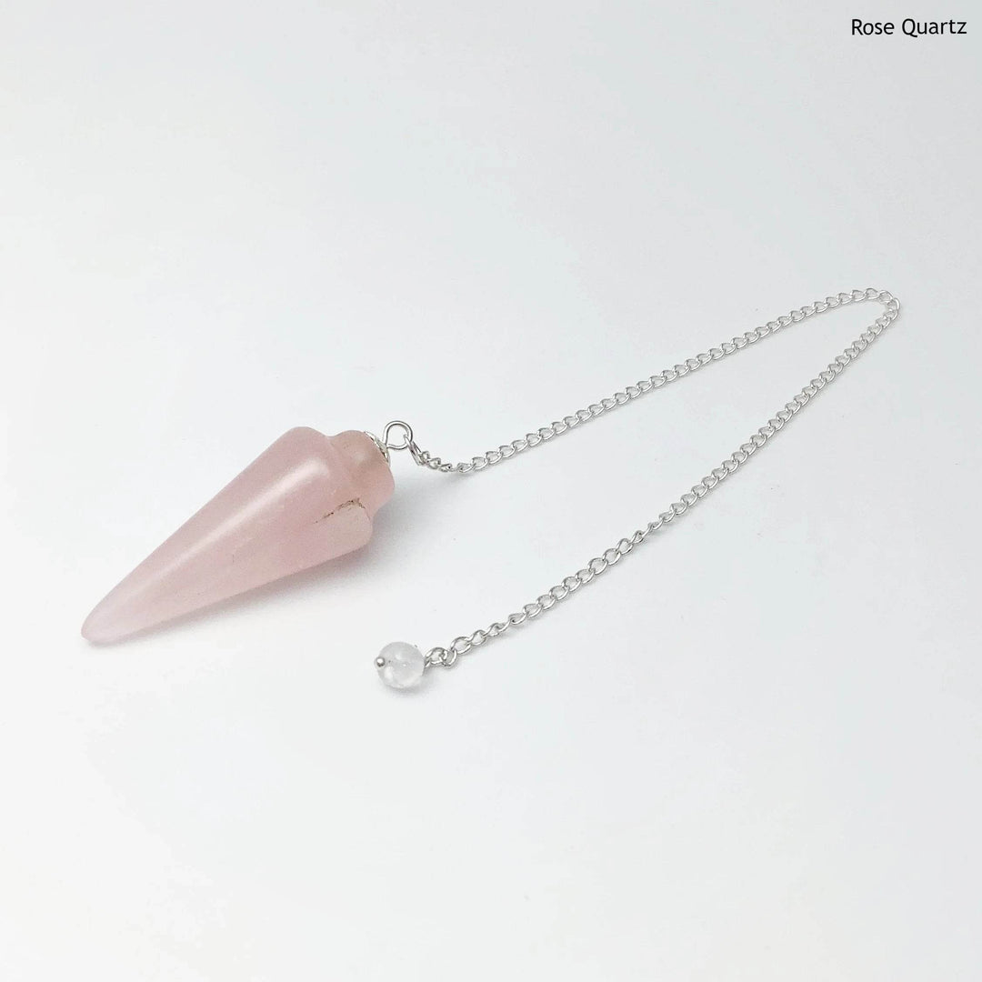 Polished Gemstone Pendulum with Quartz Bead - Rocks and Gems Canada