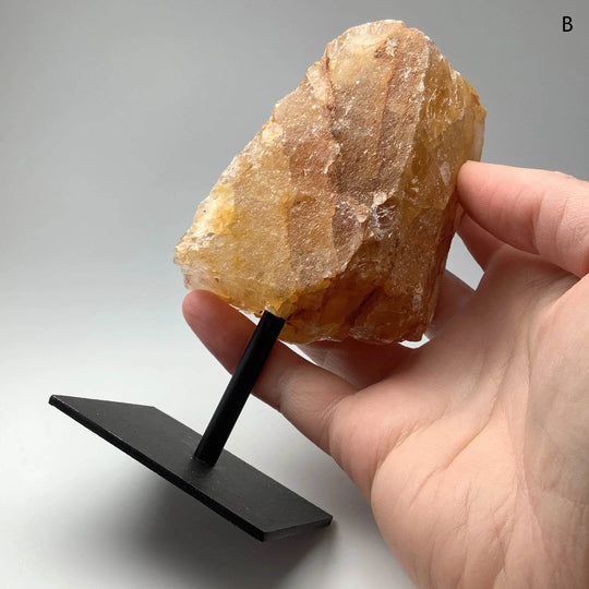 Golden Healing Quartz On Metal Display Stand - Rocks and Gems Canada
