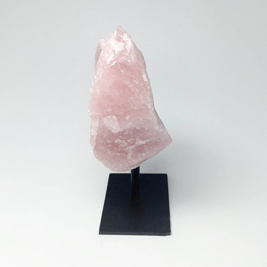 Rough Rose Quartz on Display Stand - Rocks and Gems Canada