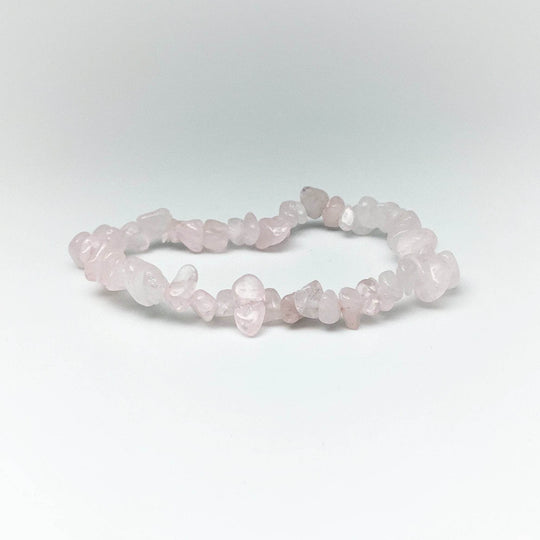 Rose Quartz Chip Beaded Bracelet - Rocks and Gems Canada