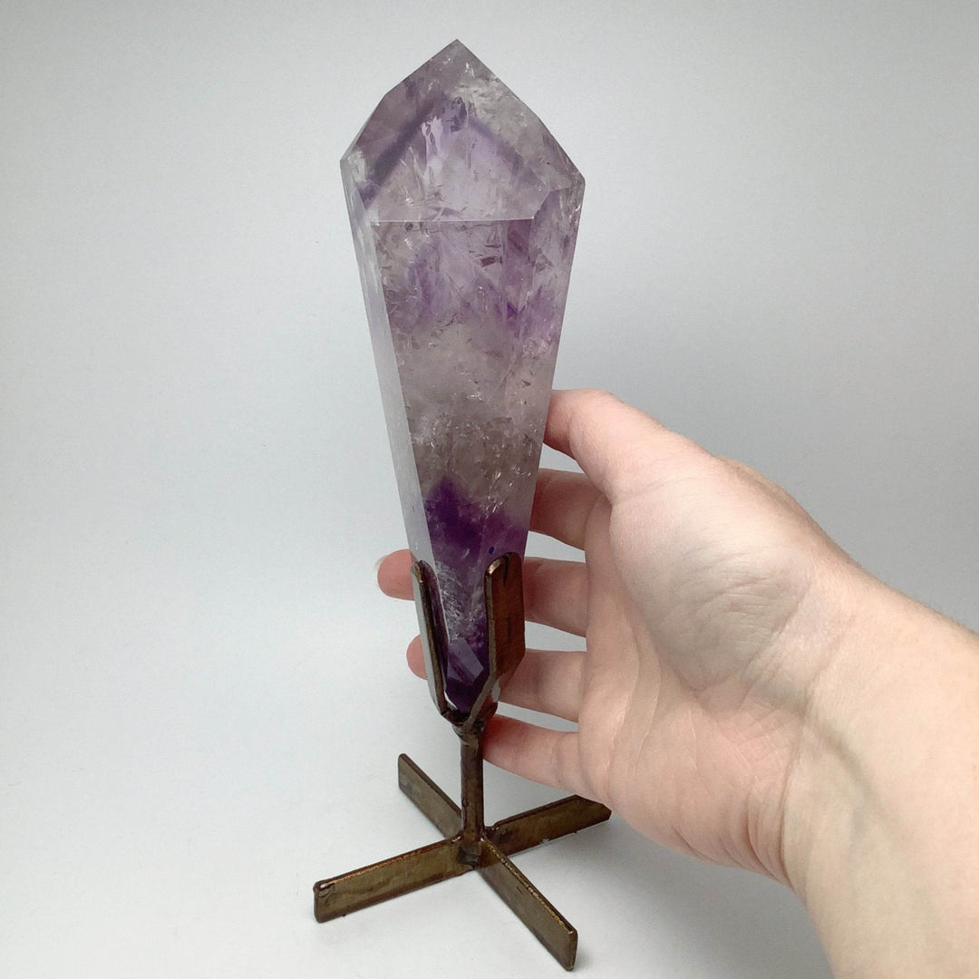 Polished Amethyst Scepter with Display Stand - Rocks and Gems Canada