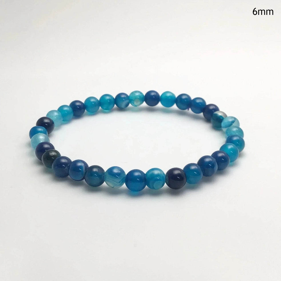 Banded Blue Agate Beaded Bracelet - Rocks and Gems Canada