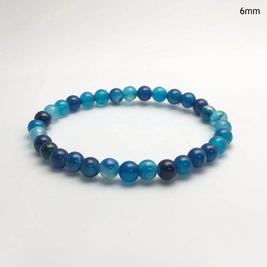 Banded Blue Agate Beaded Bracelet - Rocks and Gems Canada