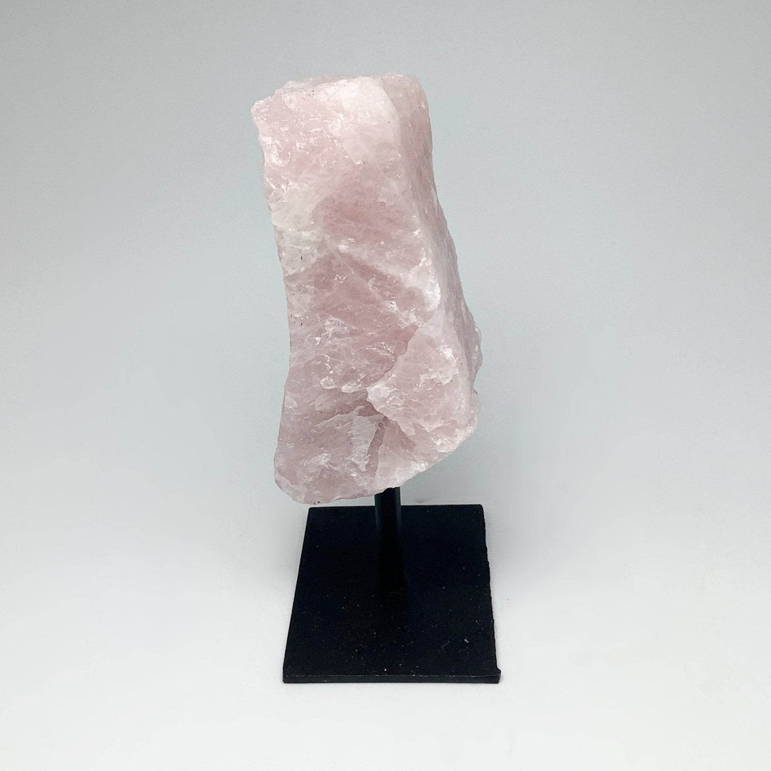 Rough Rose Quartz on Display Stand - Rocks and Gems Canada
