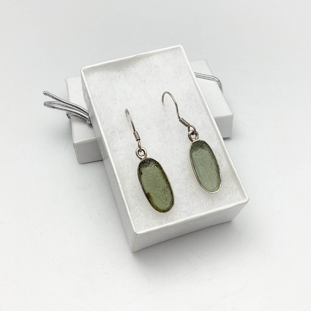 Moldavite Dangle Earrings - Rocks and Gems Canada