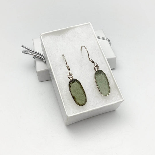 Moldavite Dangle Earrings - Rocks and Gems Canada