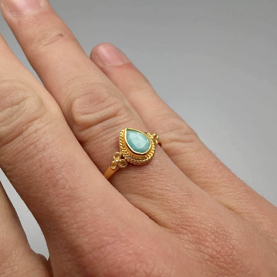 Amazonite Gold Finish Ring - Rocks and Gems Canada