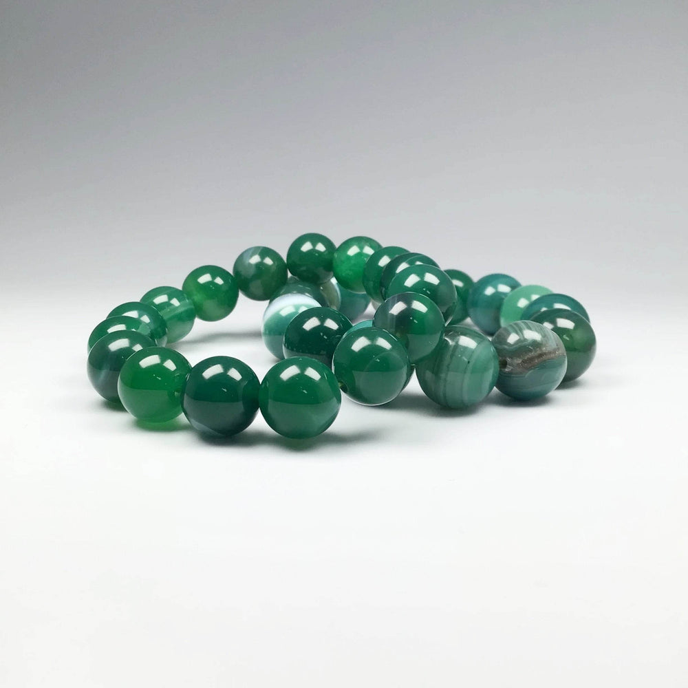 Banded Green Agate Beaded Bracelet - Rocks and Gems Canada