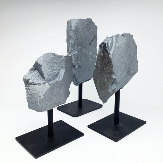 Raw Hematite on Metal Display Stand - Rocks and Gems Canada