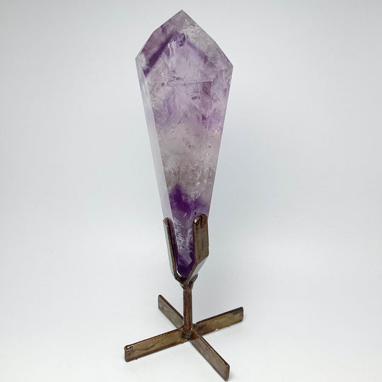 Polished Amethyst Scepter with Display Stand - Rocks and Gems Canada