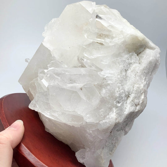 Quartz Cluster Lamp with Wooden Base - Rocks and Gems Canada