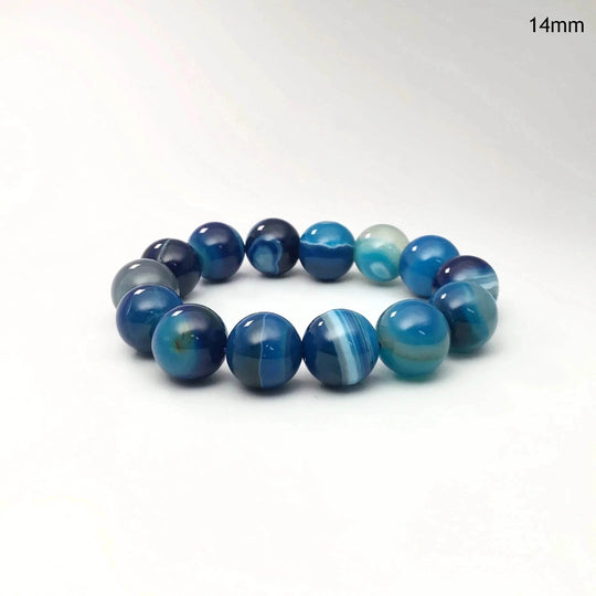 Banded Blue Agate Beaded Bracelet - Rocks and Gems Canada