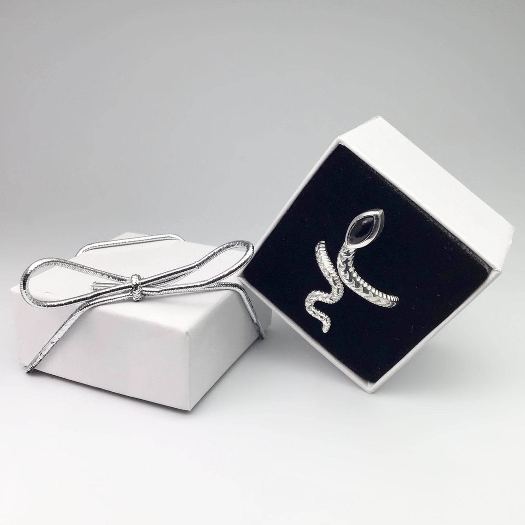 Black Onyx Snake Ring - Rocks and Gems Canada