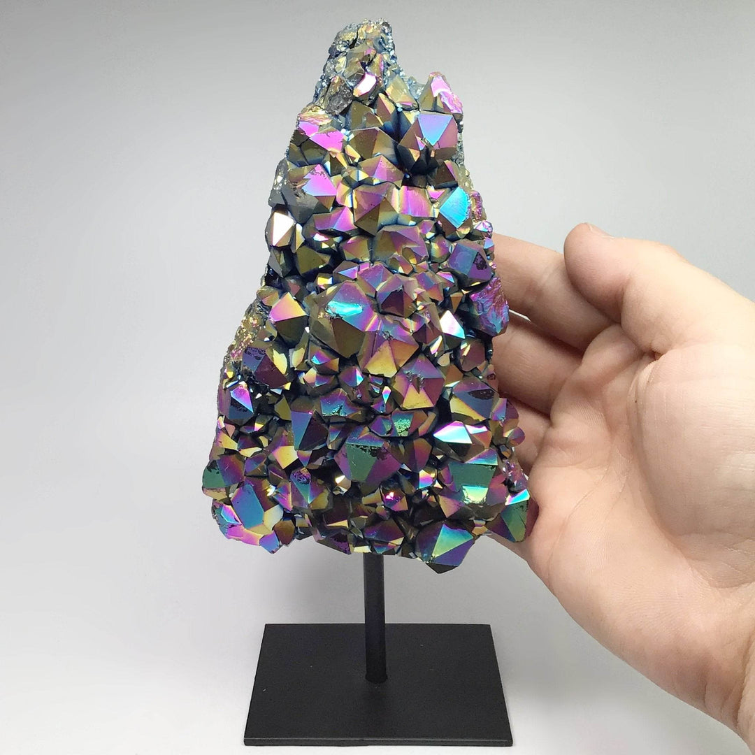Rainbow Amethyst Druze Cluster On Stand - Rocks and Gems Canada