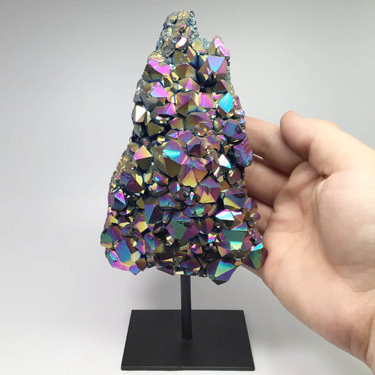 Rainbow Amethyst Druze Cluster On Stand - Rocks and Gems Canada