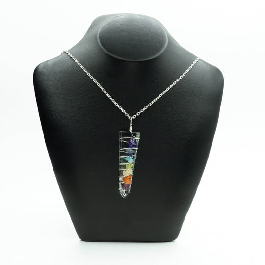 Wire Wrapped Flat Point Necklace with Chakra - Rocks and Gems Canada