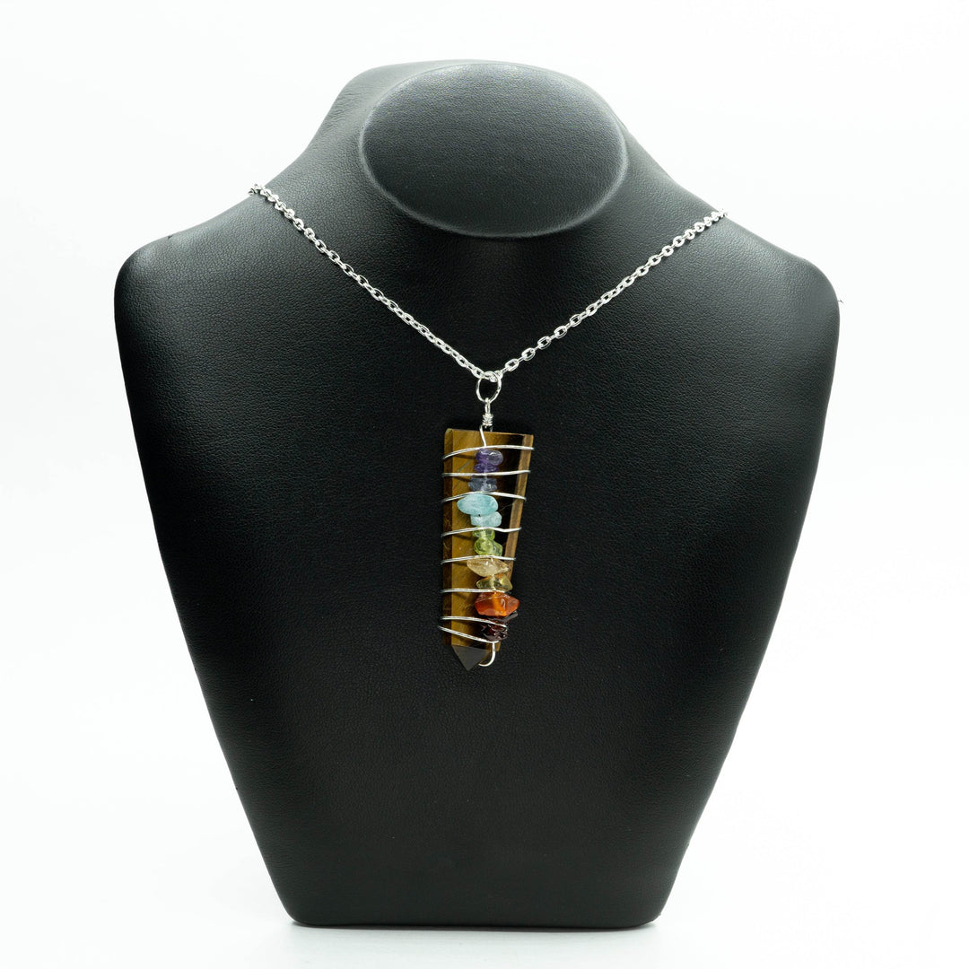 Wire Wrapped Flat Point Necklace with Chakra - Rocks and Gems Canada