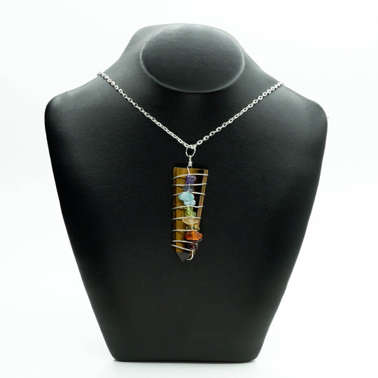 Wire Wrapped Flat Point Necklace with Chakra - Rocks and Gems Canada