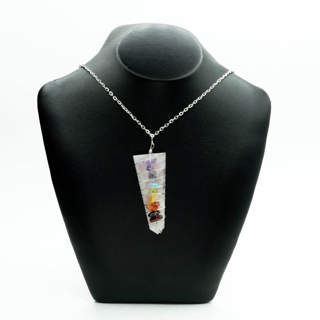 Wire Wrapped Flat Point Necklace with Chakra - Rocks and Gems Canada
