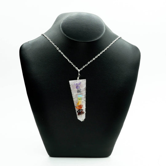 Wire Wrapped Flat Point Necklace with Chakra - Rocks and Gems Canada
