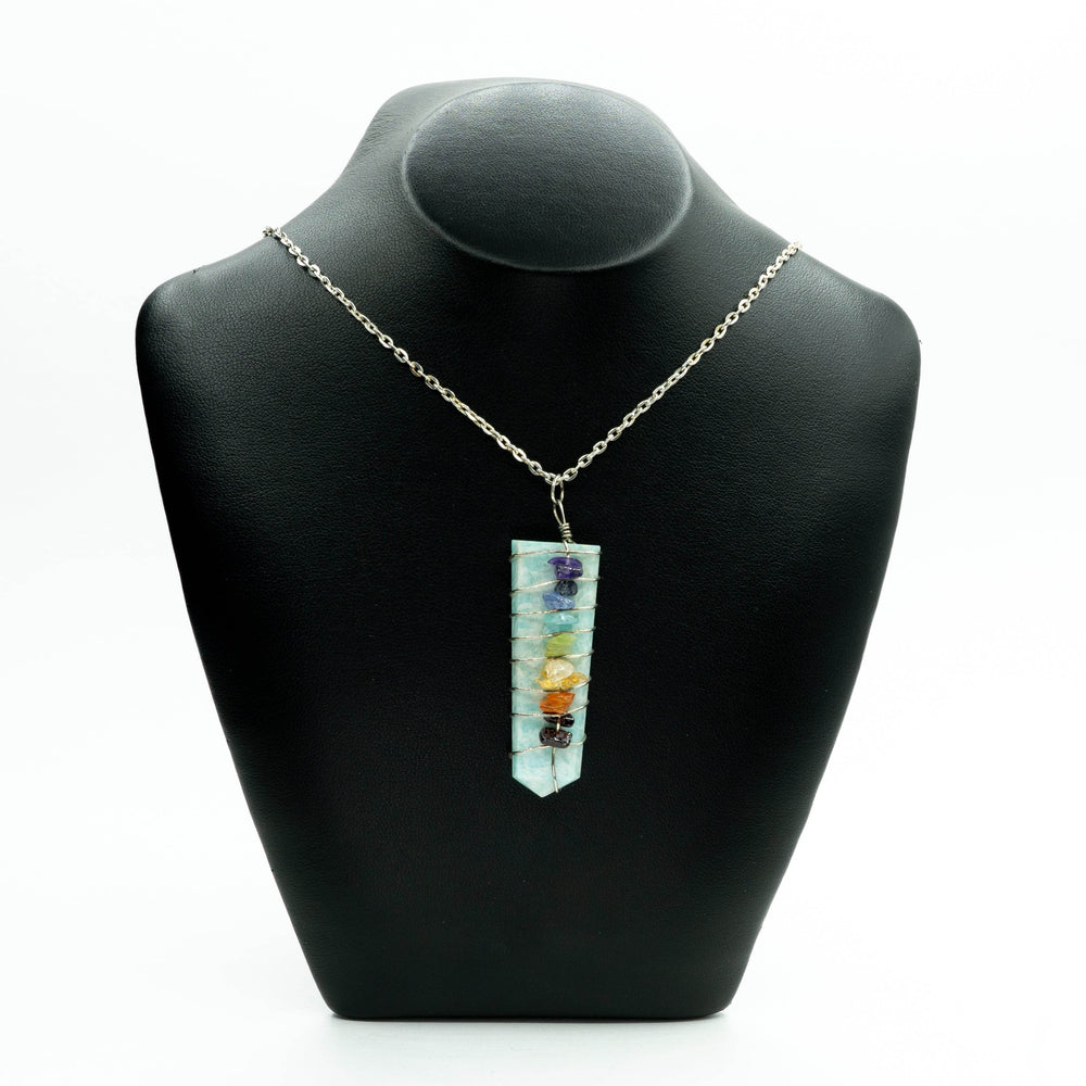 Wire Wrapped Flat Point Necklace with Chakra - Rocks and Gems Canada