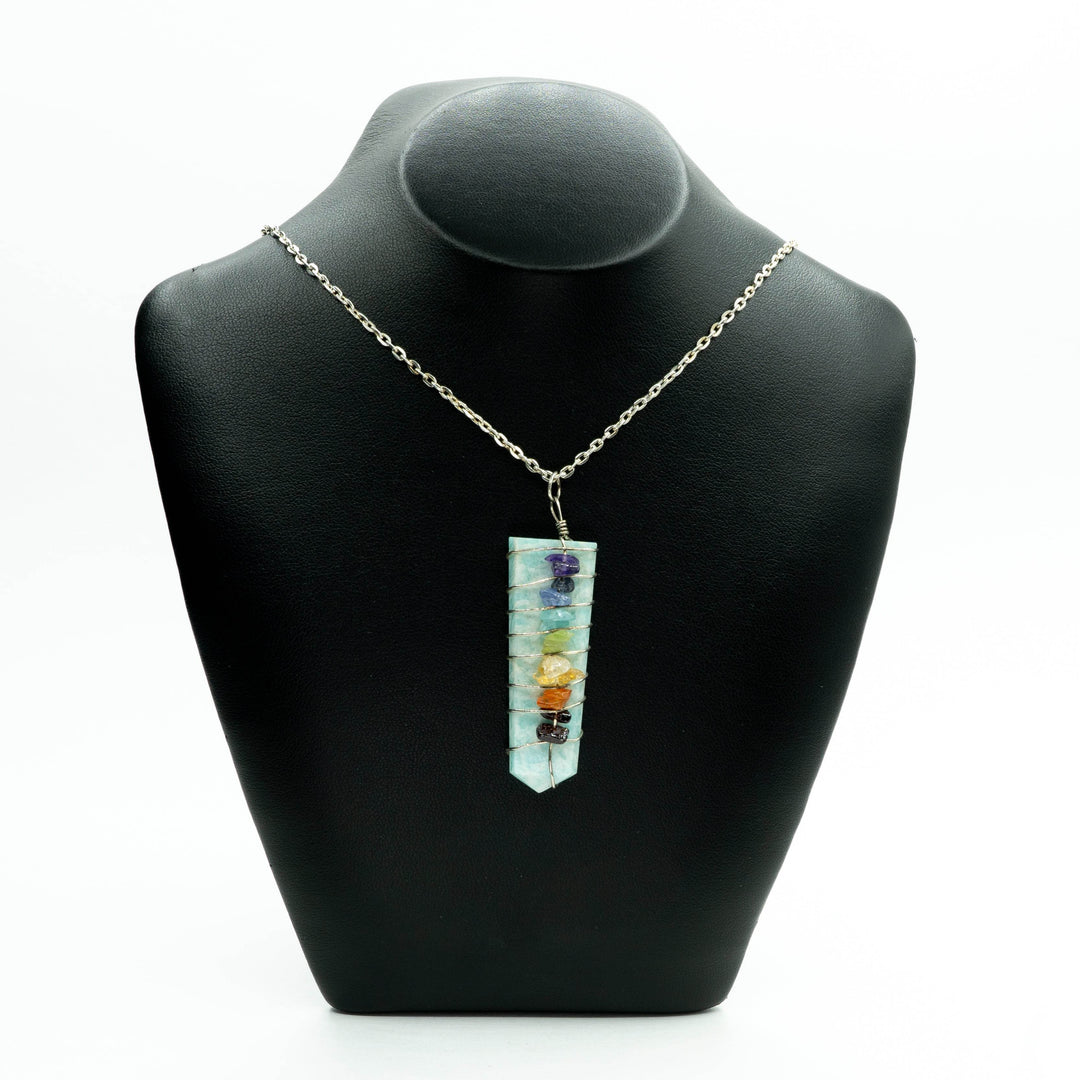 Wire Wrapped Flat Point Necklace with Chakra - Rocks and Gems Canada