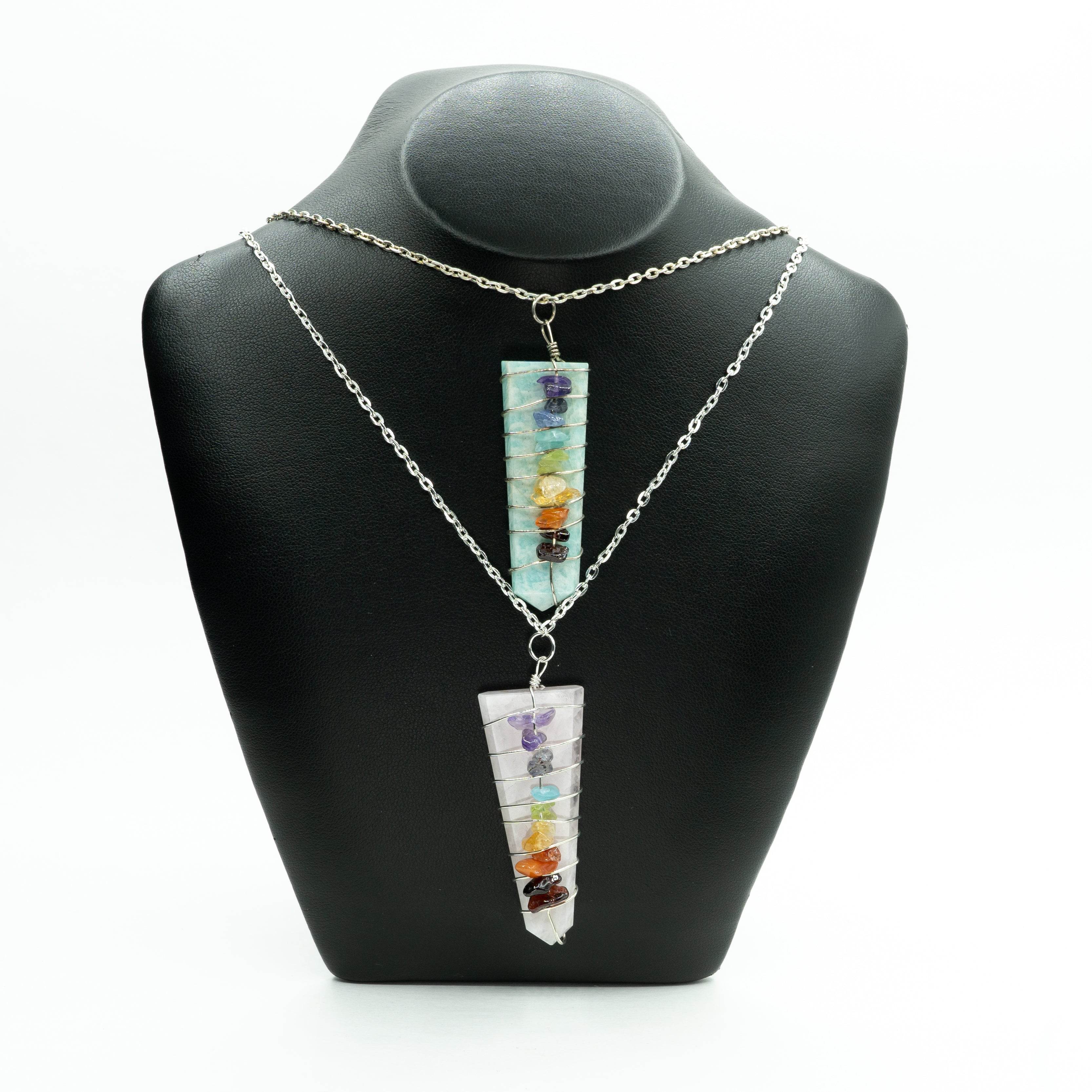 Wire Wrapped Flat Point Necklace with Chakra - Rocks and Gems Canada