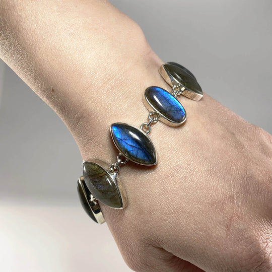 Labradorite Sterling Silver Bracelet - Rocks and Gems Canada