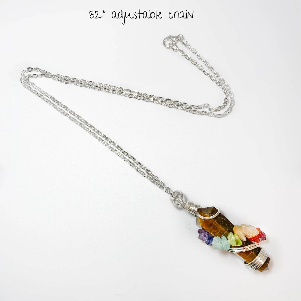 Wire Wrapped Round Point Necklace with Chakra - Rocks and Gems Canada