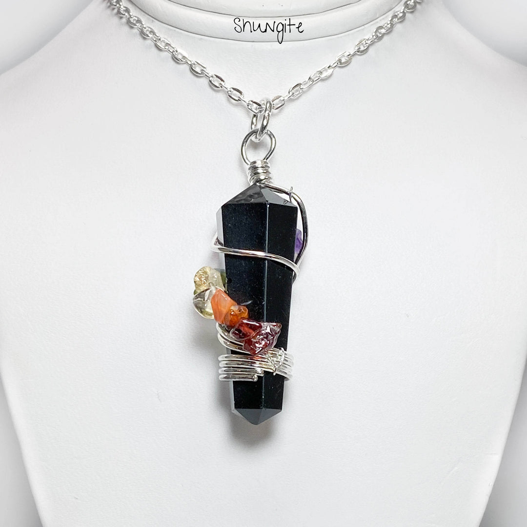 Wire Wrapped Round Point Necklace with Chakra - Rocks and Gems Canada