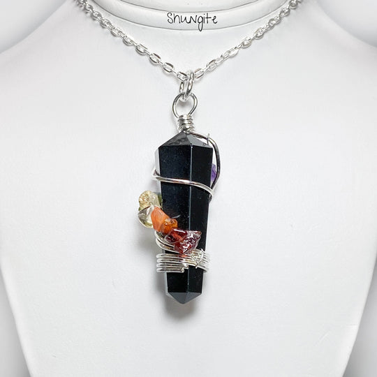 Wire Wrapped Round Point Necklace with Chakra - Rocks and Gems Canada