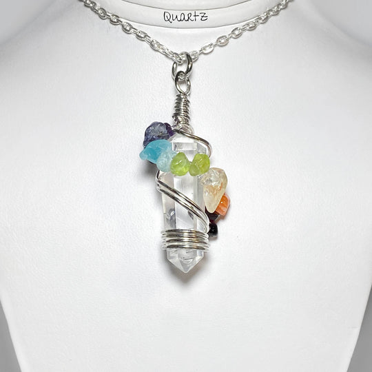 Wire Wrapped Round Point Necklace with Chakra - Rocks and Gems Canada
