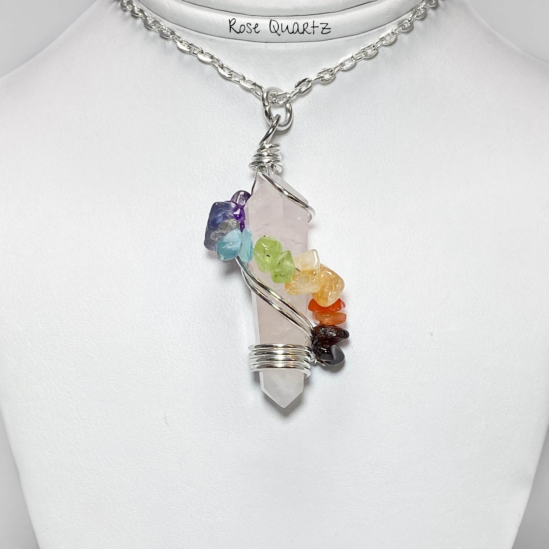 Wire Wrapped Round Point Necklace with Chakra - Rocks and Gems Canada