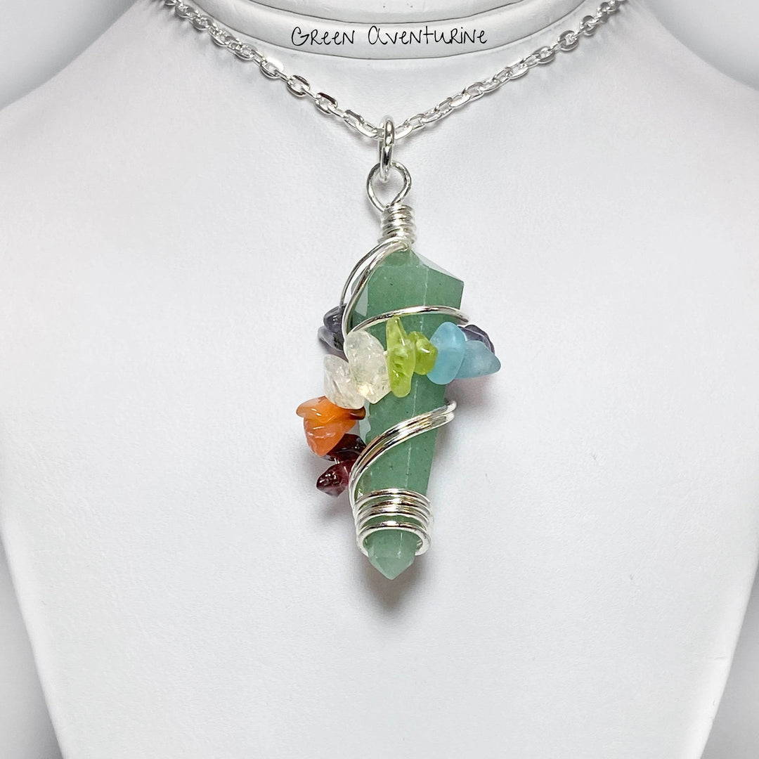 Wire Wrapped Round Point Necklace with Chakra - Rocks and Gems Canada
