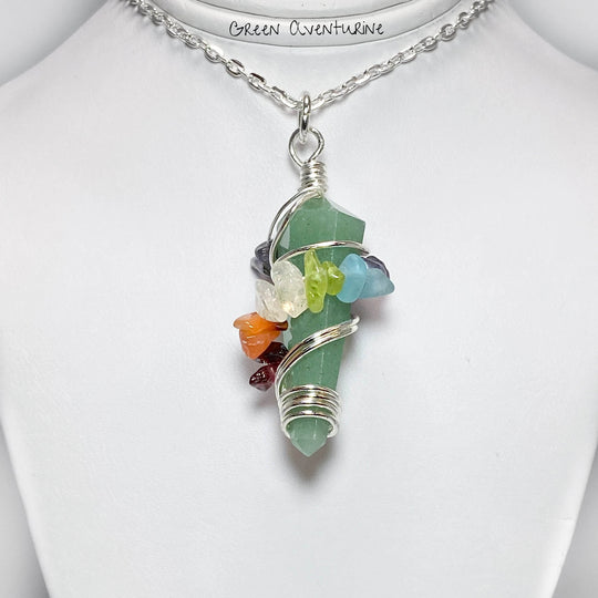Wire Wrapped Round Point Necklace with Chakra - Rocks and Gems Canada