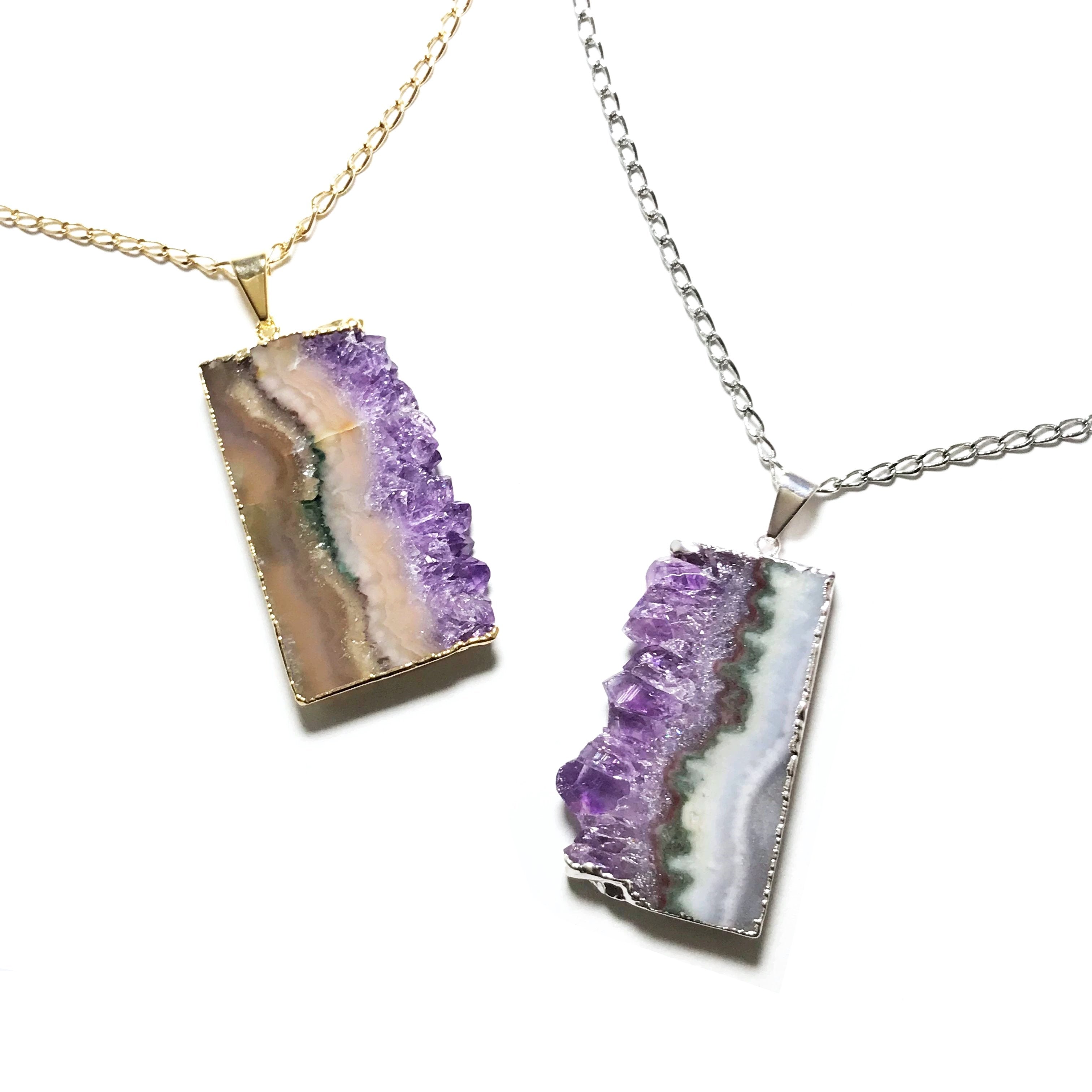 Amethyst Slice Necklace – Rocks and Gems Canada