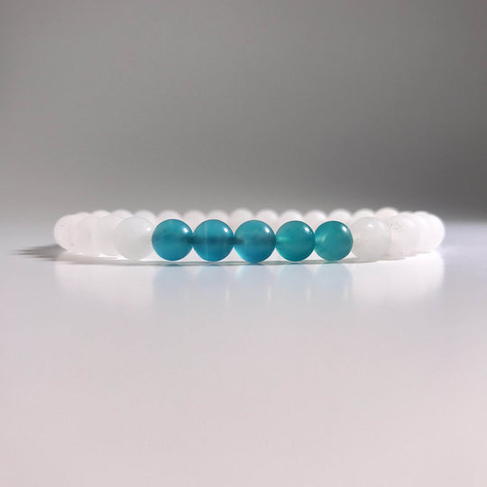 Matte Amazonite with Quartz Beaded Bracelet - Rocks and Gems Canada