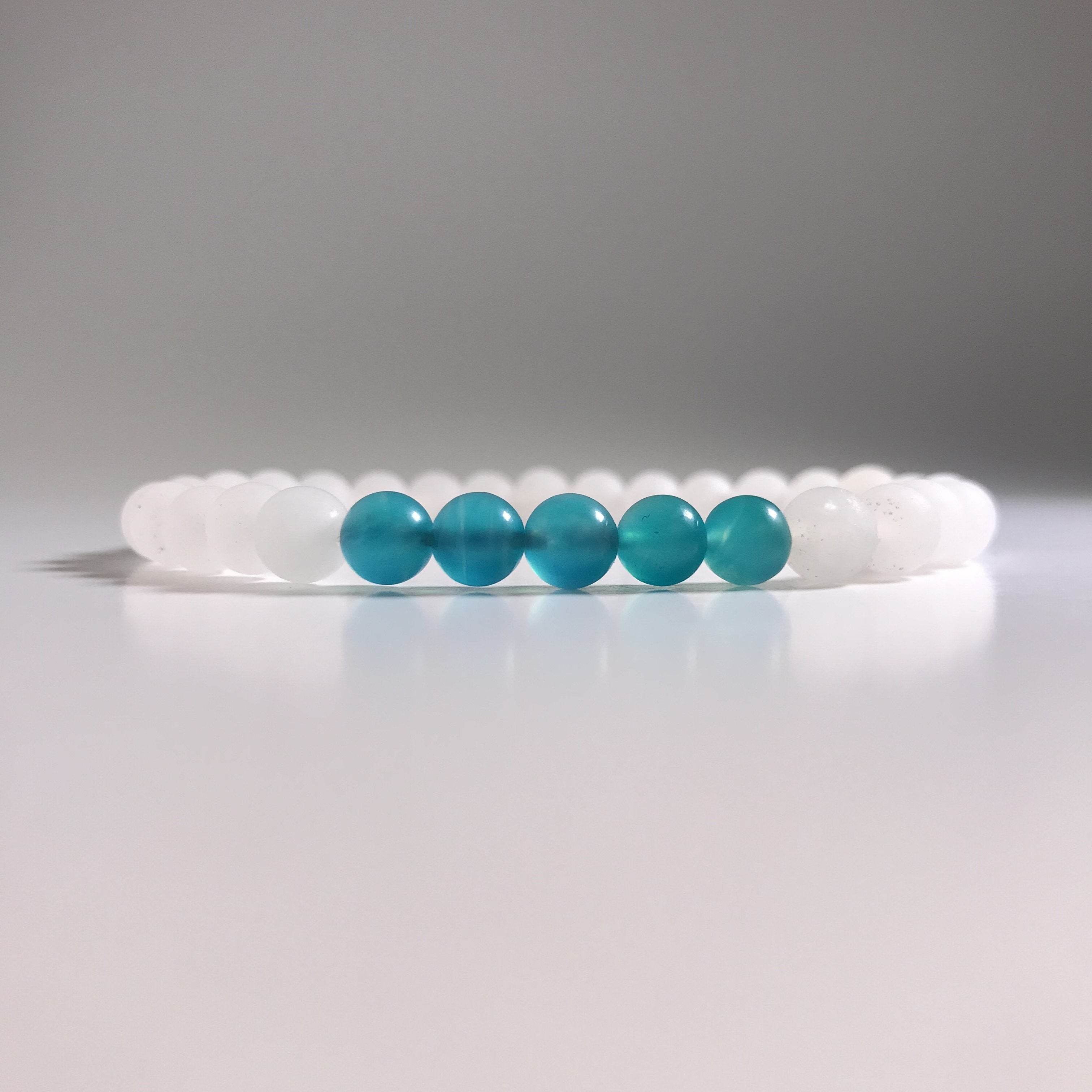 Matte Amazonite with Quartz Beaded Bracelet - Rocks and Gems Canada