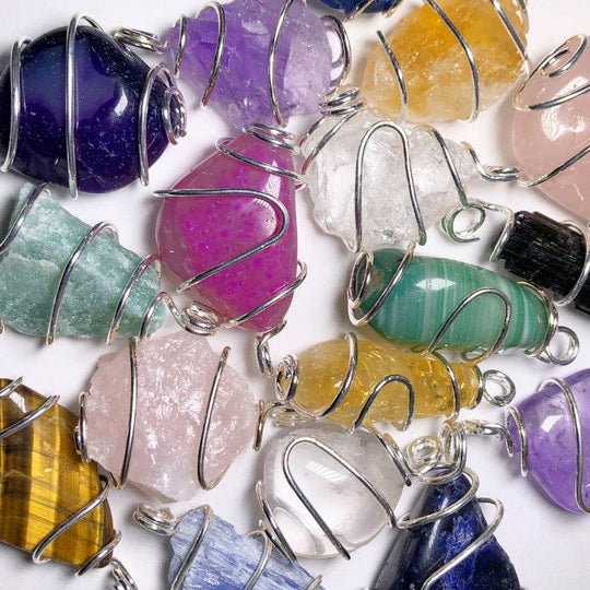 Wire Wrap Pendant - Silver Plated - Rocks and Gems Canada