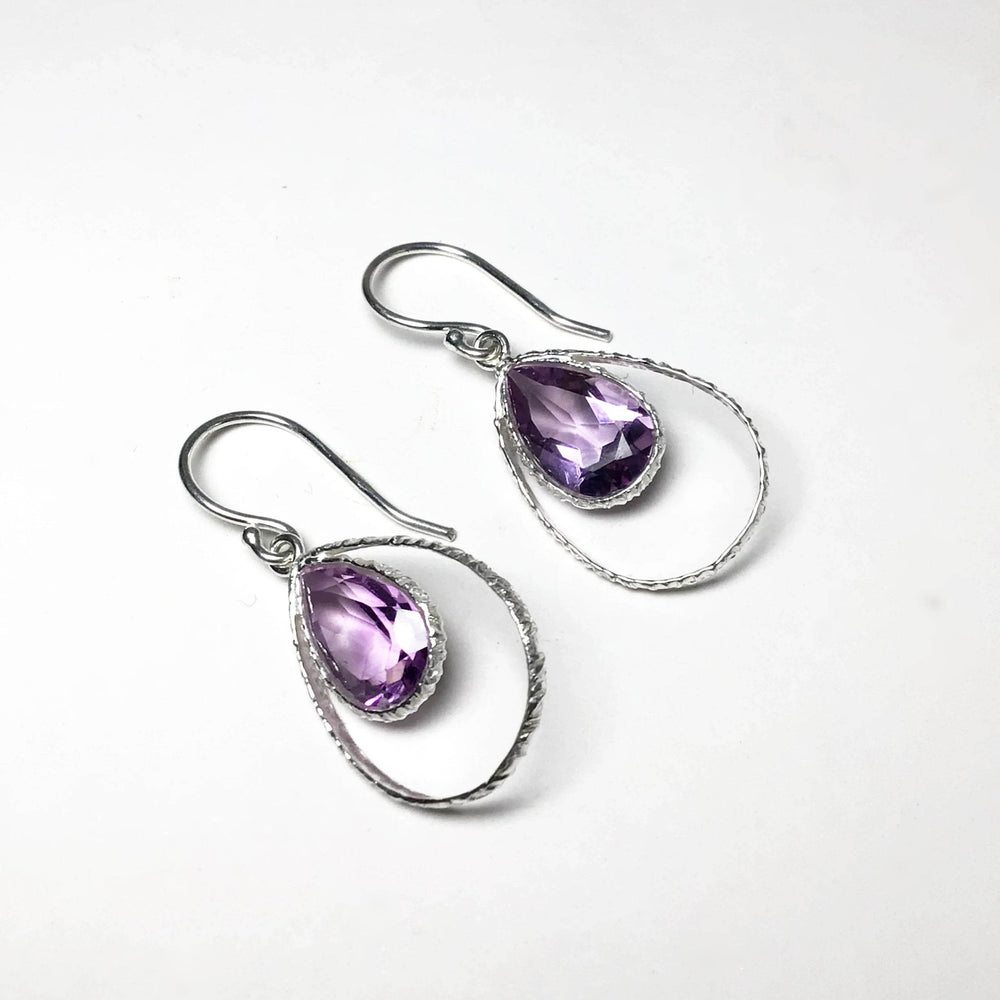 Amethyst Faceted Dangle Earrings - Rocks and Gems Canada