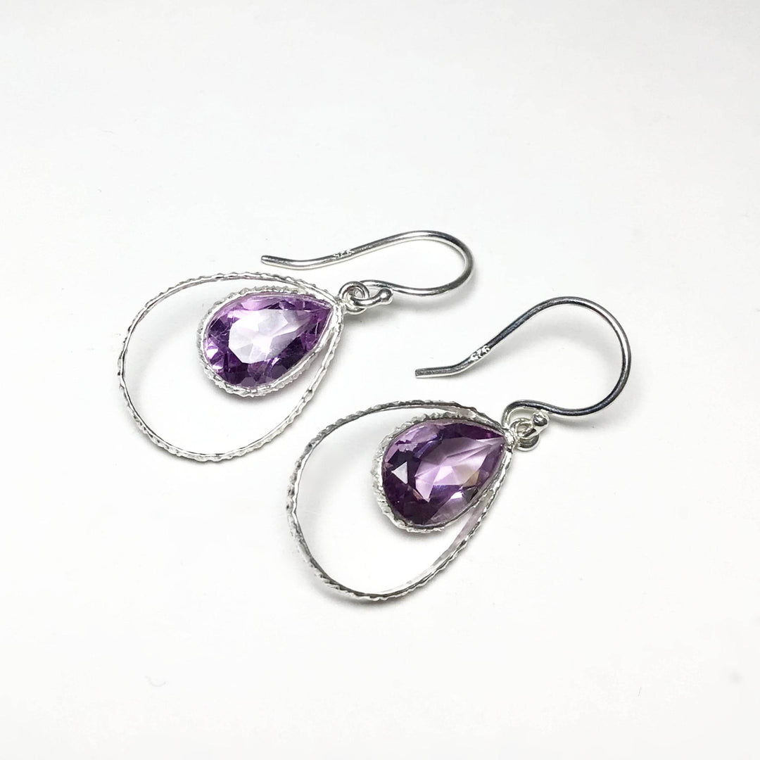 Amethyst Faceted Dangle Earrings - Rocks and Gems Canada