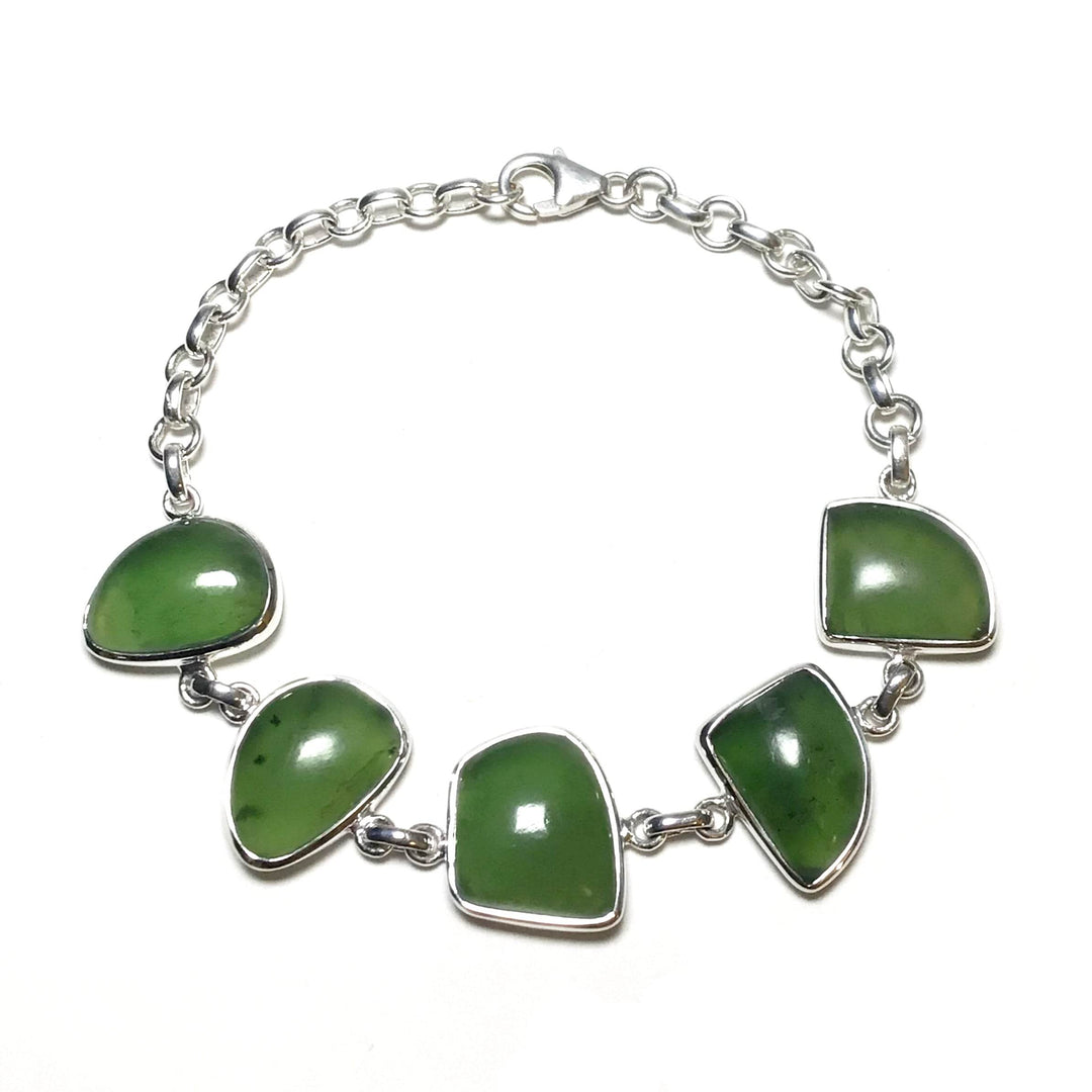 Canadian Jade Sterling Silver Bracelet - Rocks and Gems Canada