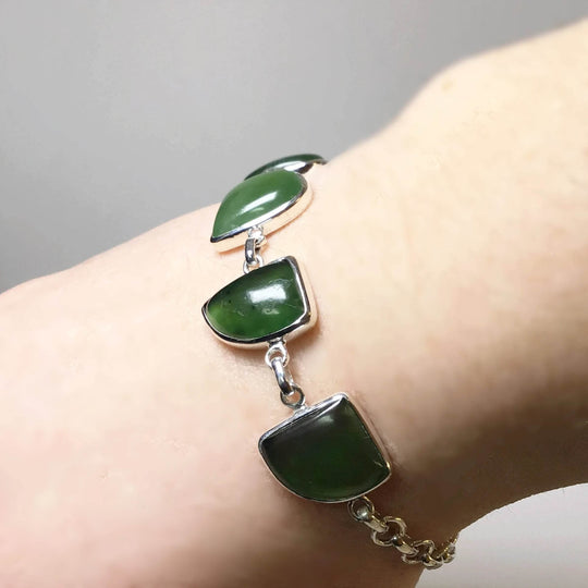 Canadian Jade Sterling Silver Bracelet - Rocks and Gems Canada