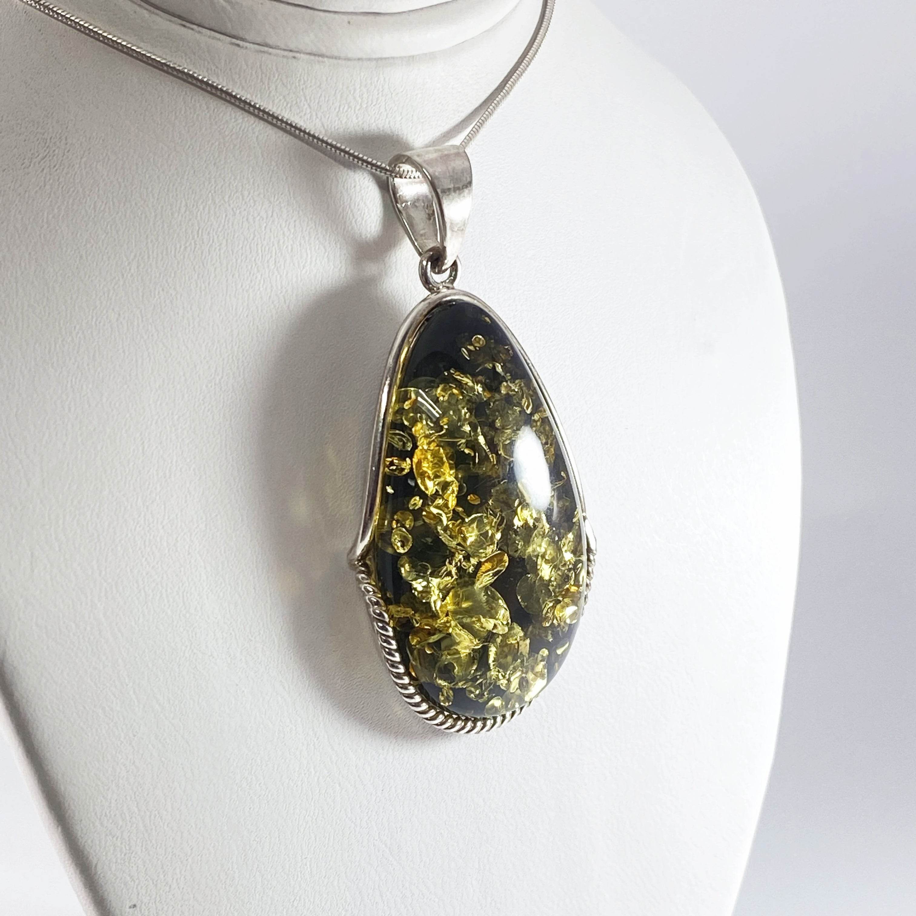 Green Amber Pendant - Rocks and Gems Canada