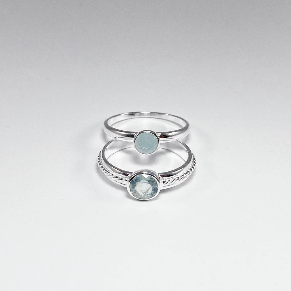 Double Ring Set - Aquamarine - Rocks and Gems Canada
