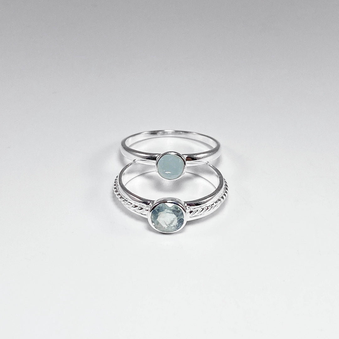 Double Ring Set - Aquamarine - Rocks and Gems Canada