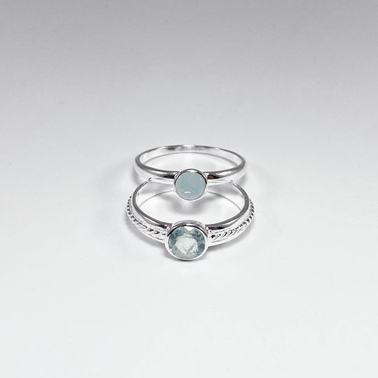 Double Ring Set - Aquamarine - Rocks and Gems Canada