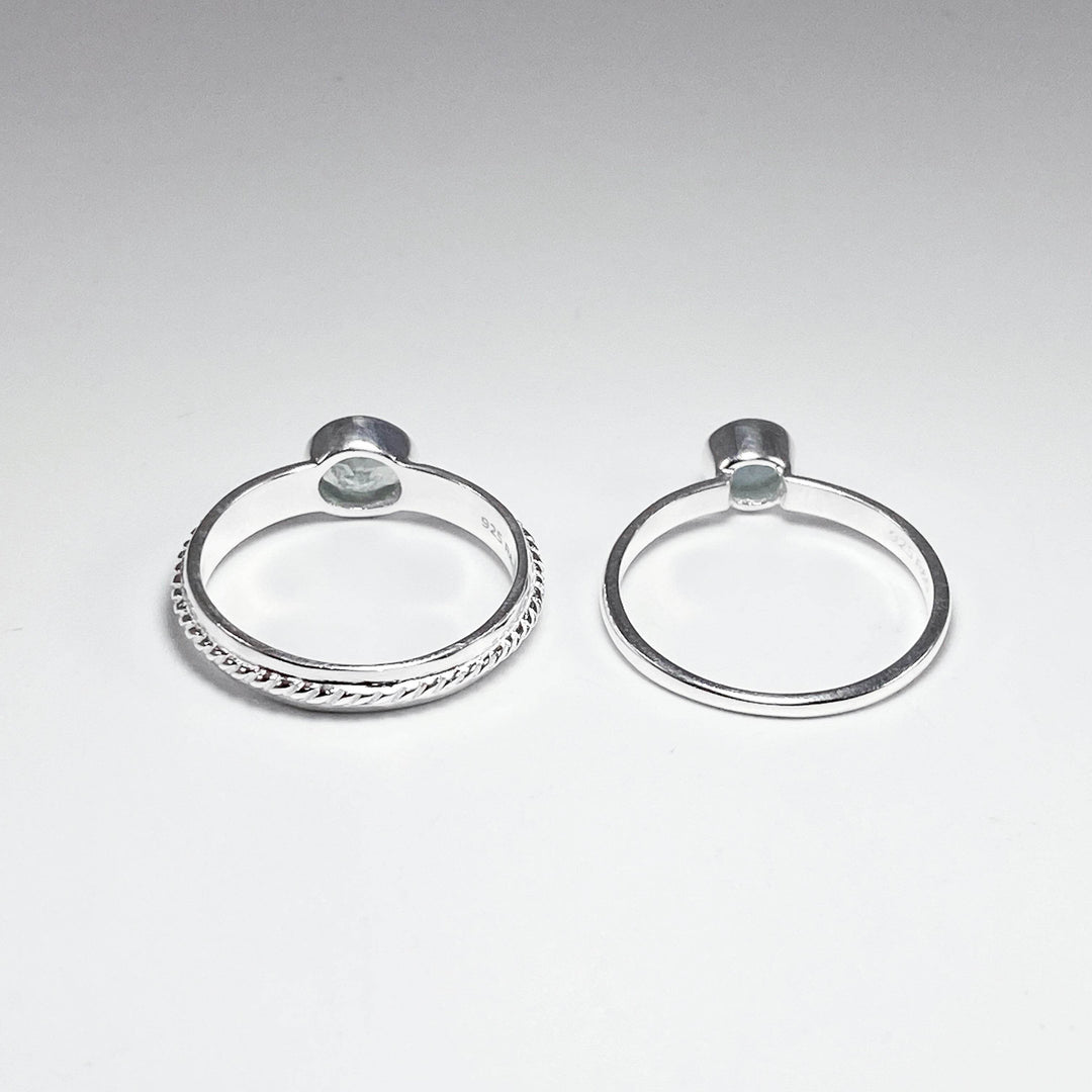 Double Ring Set - Aquamarine - Rocks and Gems Canada