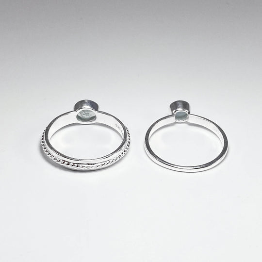 Double Ring Set - Aquamarine - Rocks and Gems Canada